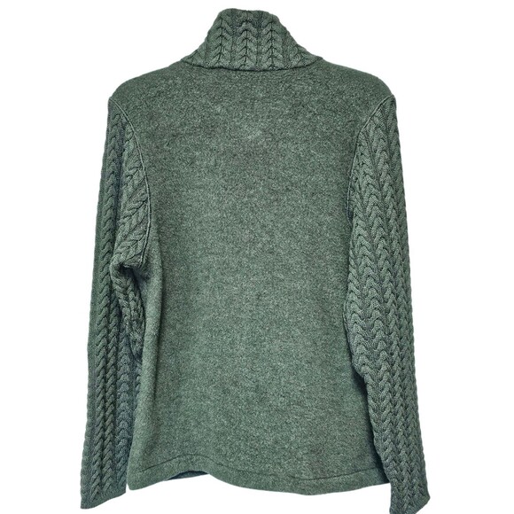 Barbour Womens Cardigan Size 14 Soft Cable Knit Full Zip Sweater 100% Wool Green - Picture 3 of 16